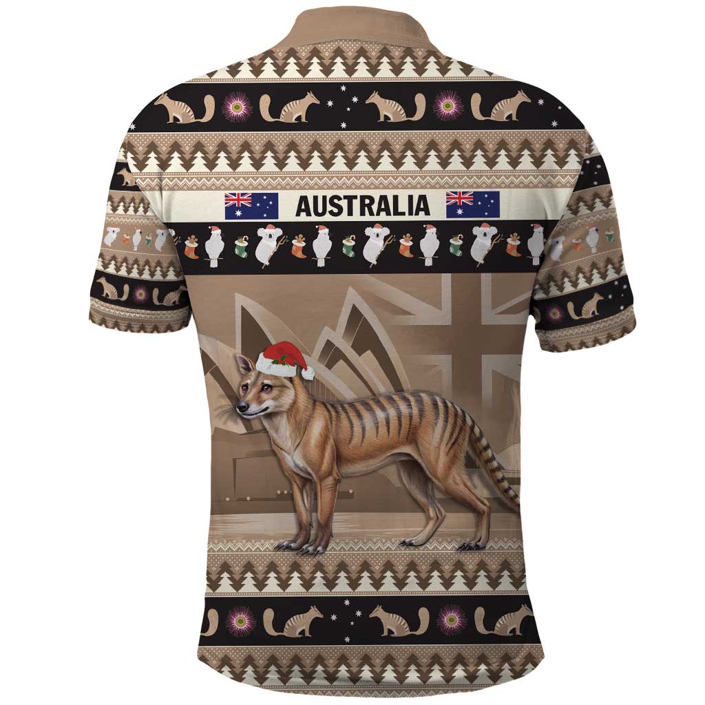 Aussie Tasmanian Tiger Polo Shirt Merry Christmas LT9 - Vibe Hoodie Shop