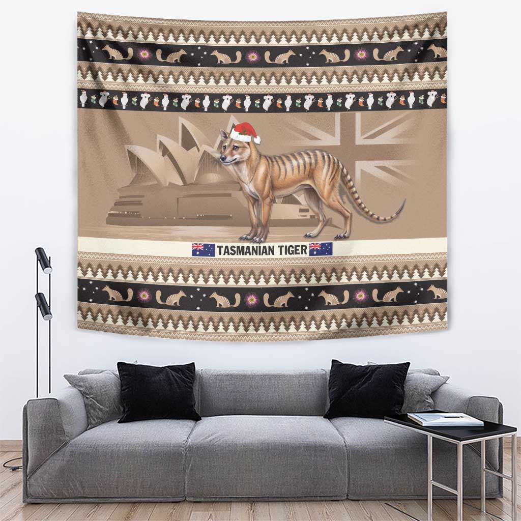 Aussie Tasmanian Tiger Tapestry Merry Christmas - Vibe Hoodie Shop