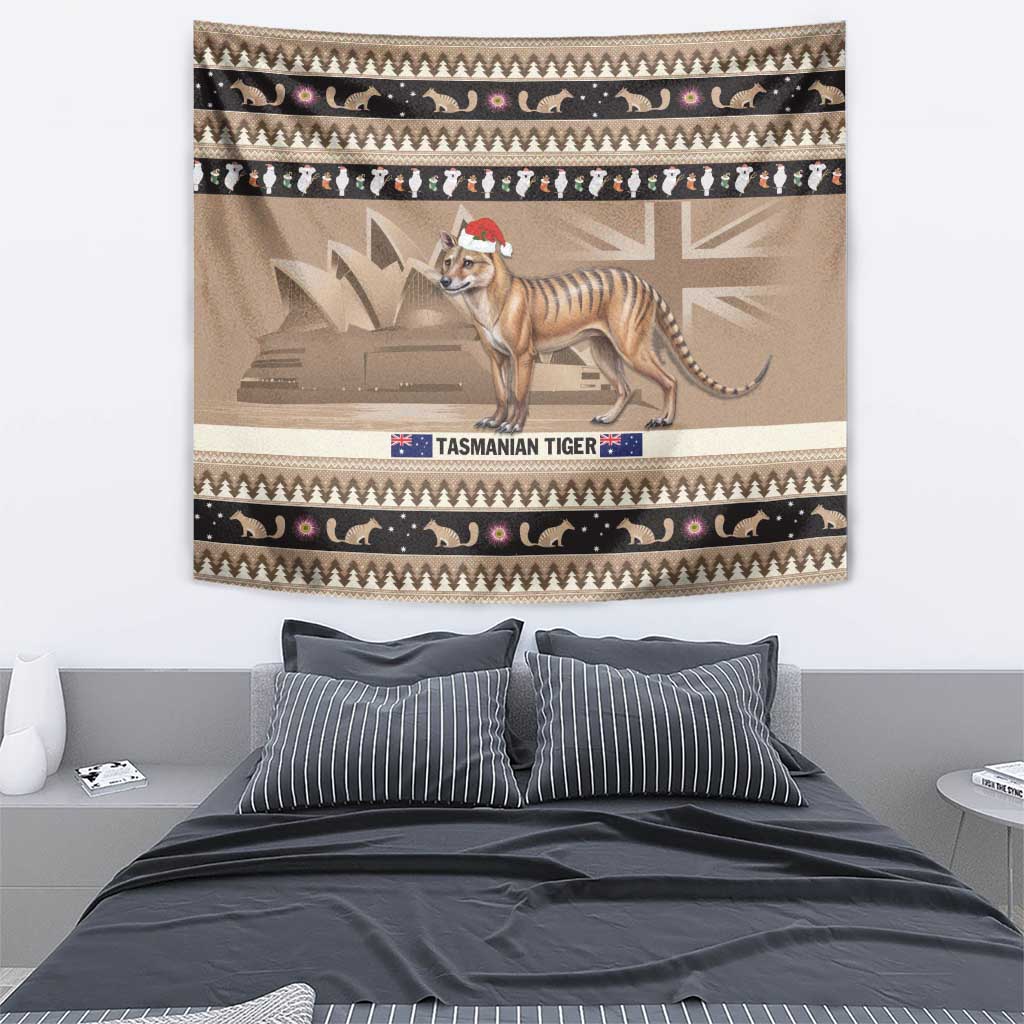 Aussie Tasmanian Tiger Tapestry Merry Christmas - Vibe Hoodie Shop