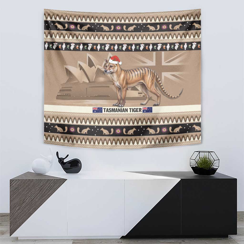 Aussie Tasmanian Tiger Tapestry Merry Christmas - Vibe Hoodie Shop