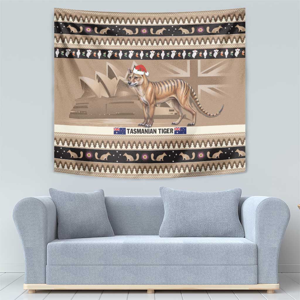 Aussie Tasmanian Tiger Tapestry Merry Christmas - Vibe Hoodie Shop