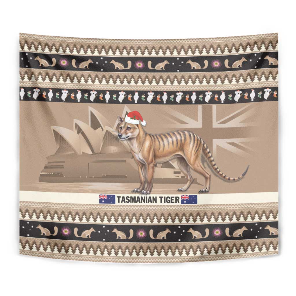 Aussie Tasmanian Tiger Tapestry Merry Christmas - Vibe Hoodie Shop