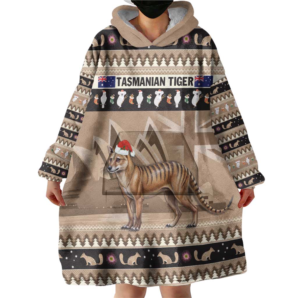 Aussie Tasmanian Tiger Wearable Blanket Hoodie Merry Christmas - Vibe Hoodie Shop