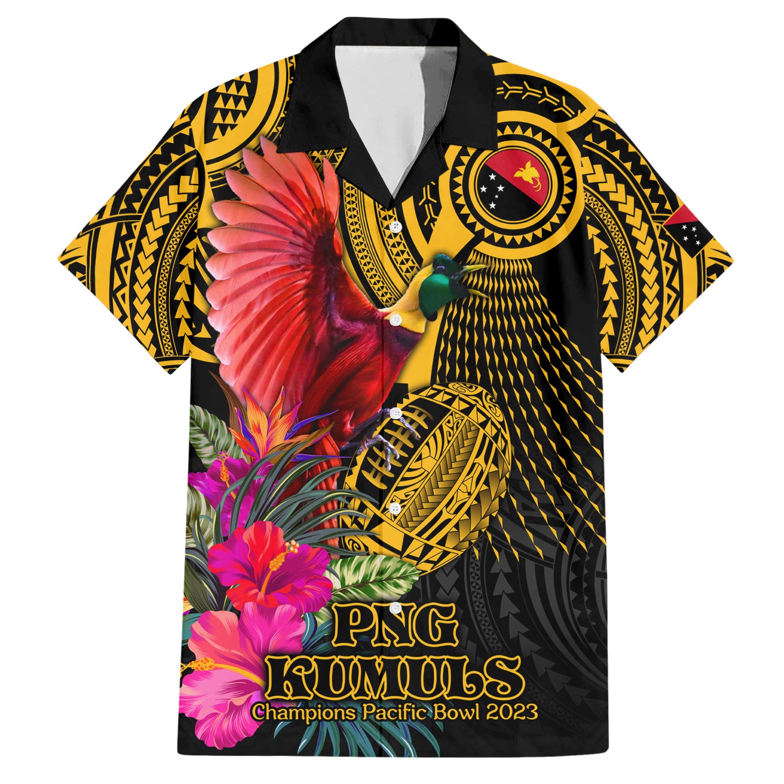 Personalised Papua New Guinea Rugby Hawaiian Shirt PNG Kumuls Champions Pacific Bowl - Vibe Hoodie Shop