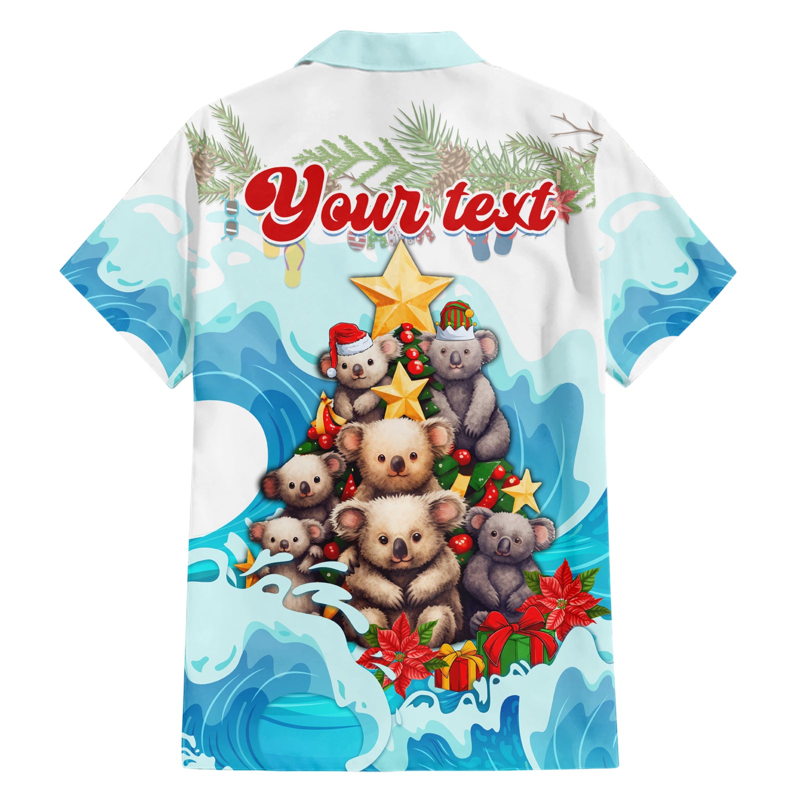 Personalised Australia Koala Christmas Hawaiian Shirt Merry and Bright Breaking Wave - Vibe Hoodie Shop