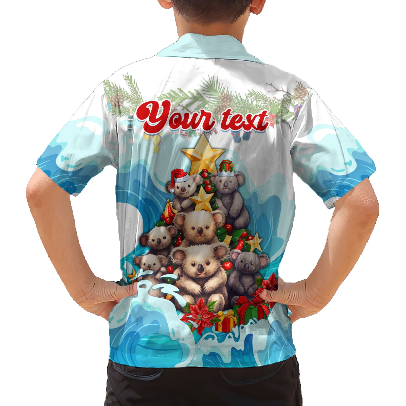 Personalised Australia Koala Christmas Hawaiian Shirt Merry and Bright Breaking Wave - Vibe Hoodie Shop