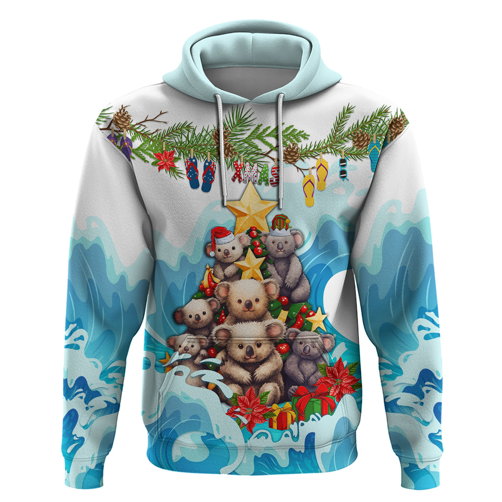Personalised Australia Koala Christmas Hoodie Merry and Bright Breaking Wave LT9 - Vibe Hoodie Shop