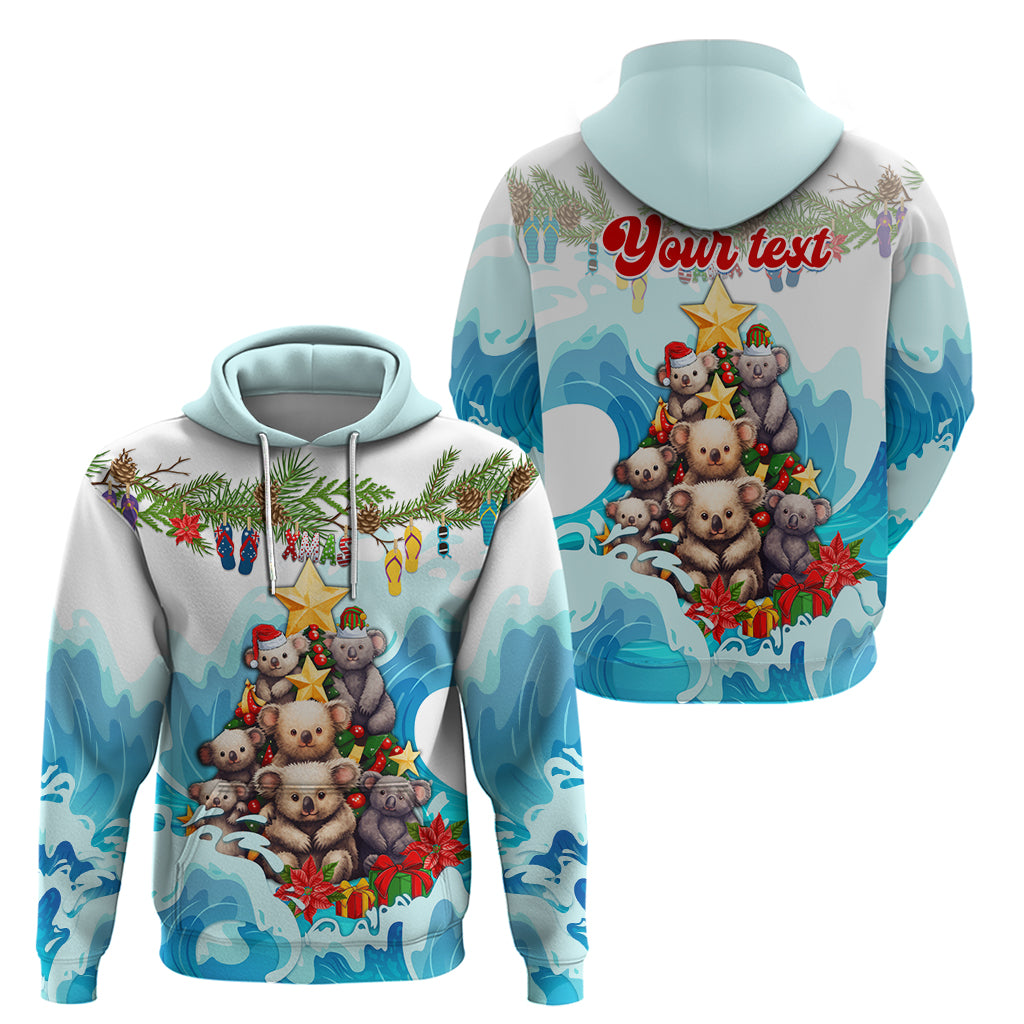Personalised Australia Koala Christmas Hoodie Merry and Bright Breaking Wave LT9 - Vibe Hoodie Shop