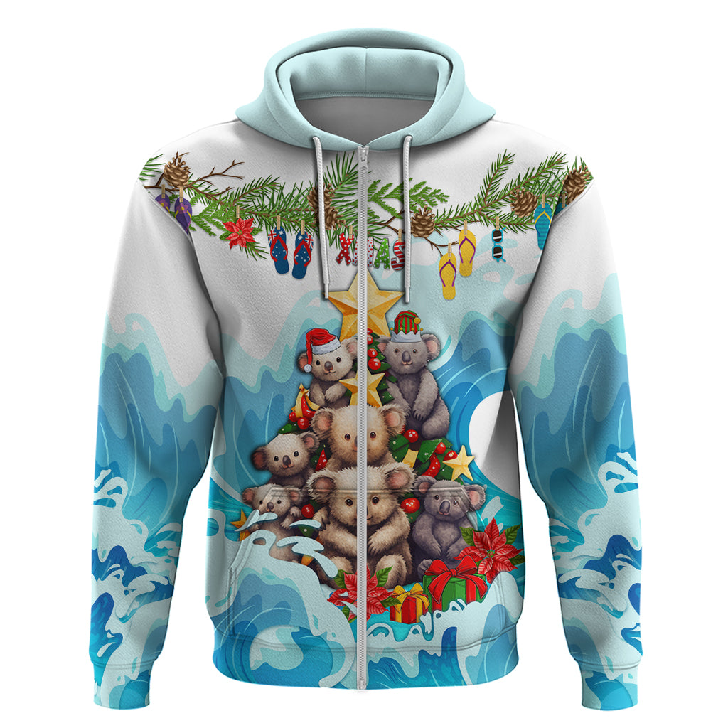 Personalised Australia Koala Christmas Hoodie Merry and Bright Breaking Wave LT9 - Vibe Hoodie Shop