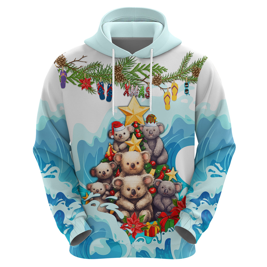Personalised Australia Koala Christmas Hoodie Merry and Bright Breaking Wave LT9 - Vibe Hoodie Shop