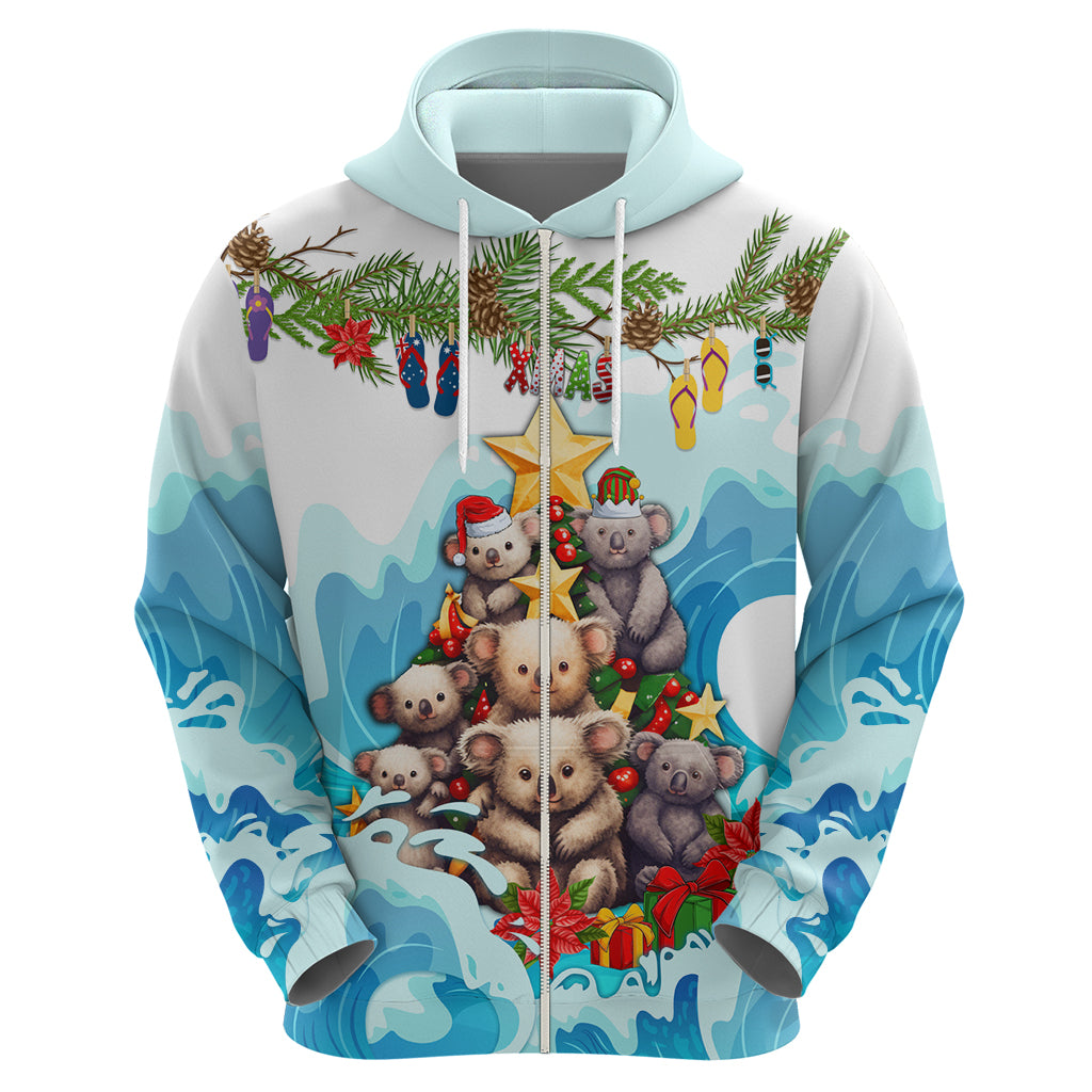 Personalised Australia Koala Christmas Hoodie Merry and Bright Breaking Wave LT9 - Vibe Hoodie Shop