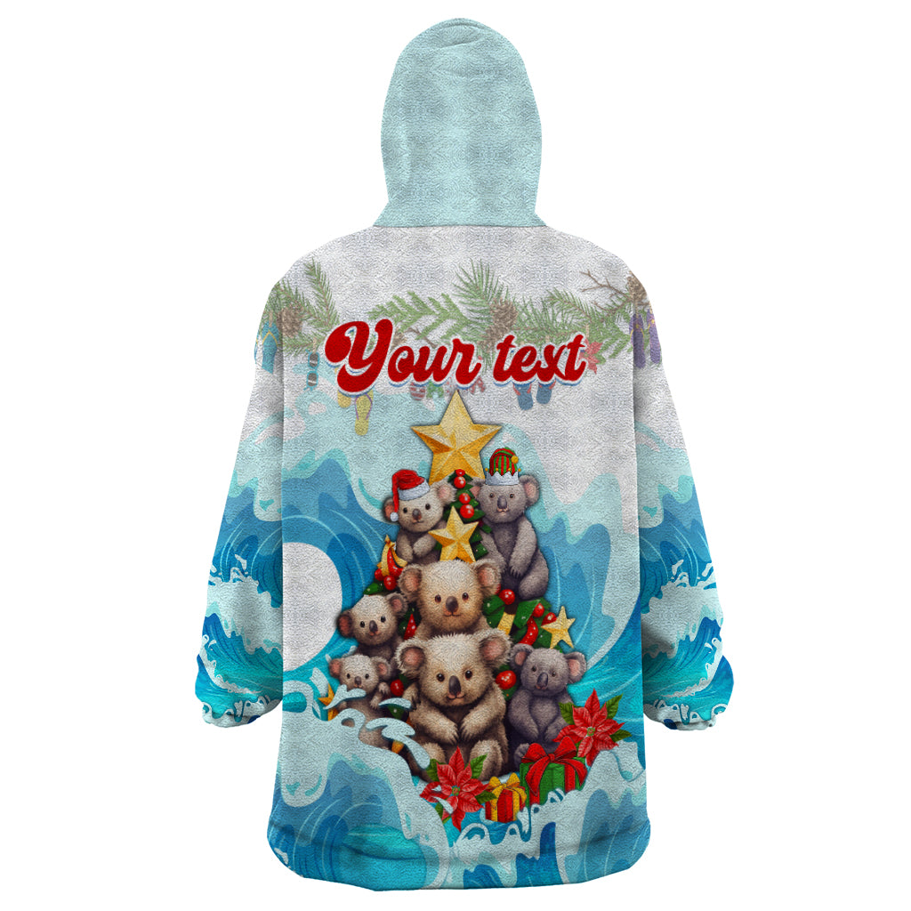 Personalised Australia Koala Christmas Wearable Blanket Hoodie Merry and Bright Breaking Wave - Vibe Hoodie Shop