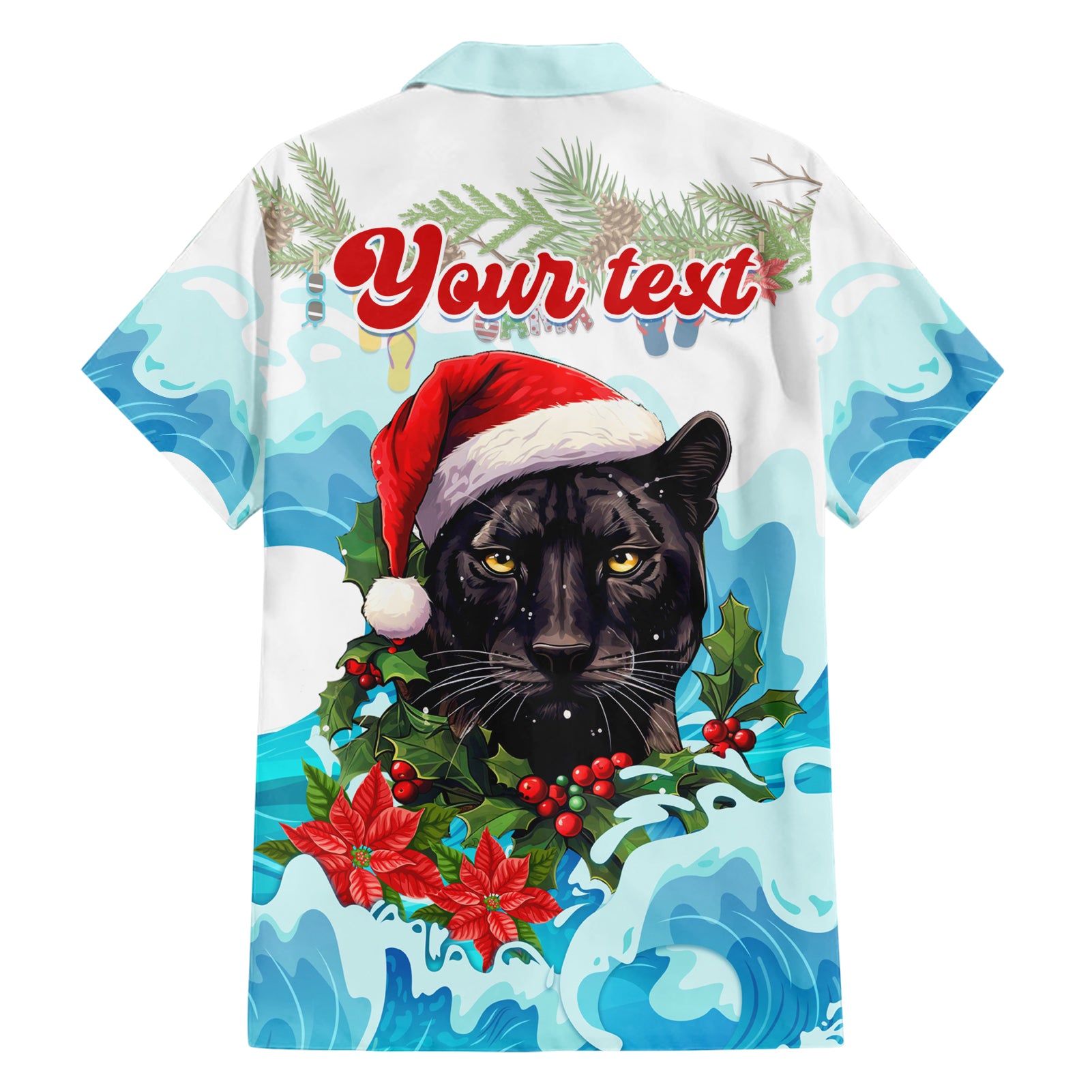 Personalised Australia Panthers Christmas Hawaiian Shirt Merry and Bright Breaking Wave - Vibe Hoodie Shop
