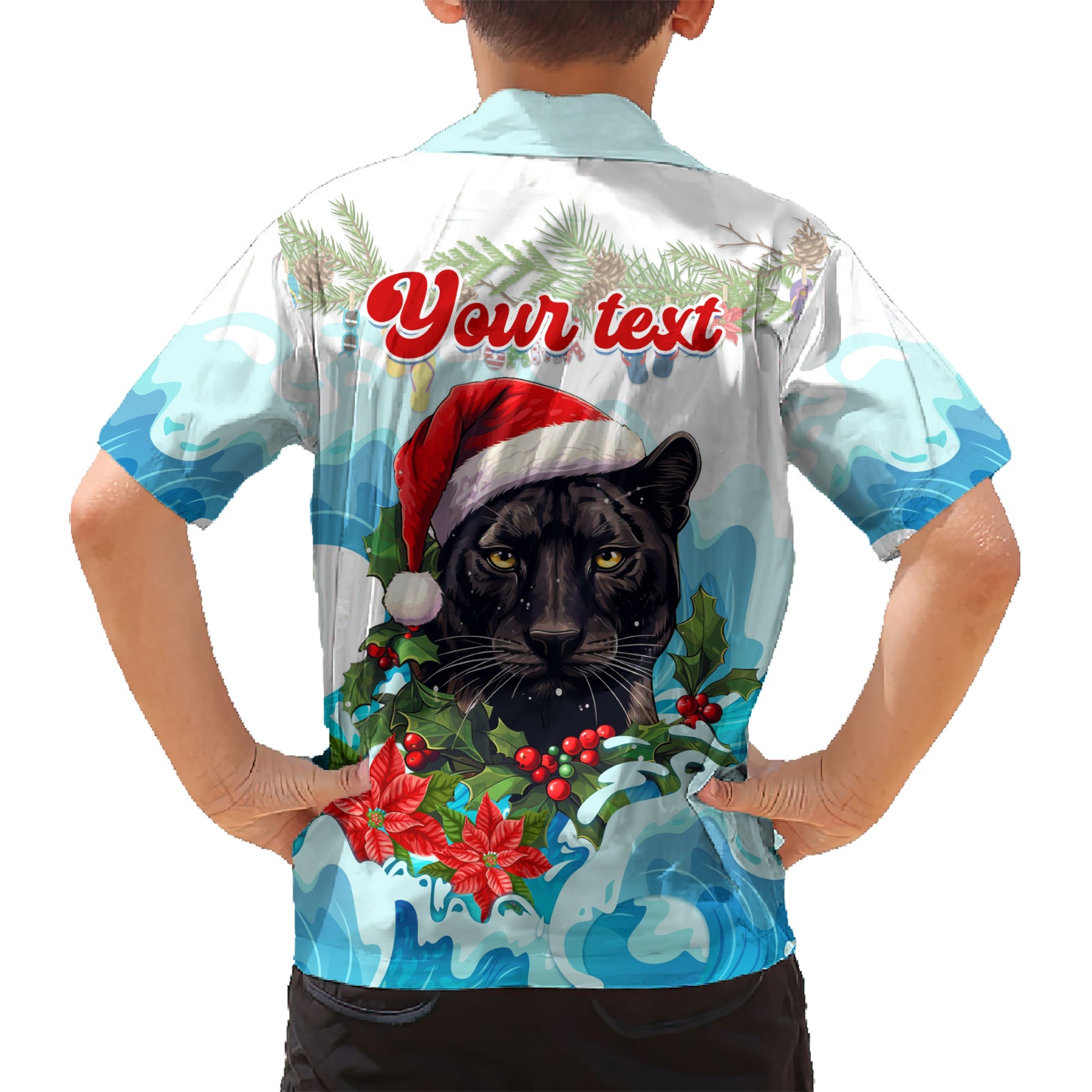 Personalised Australia Panthers Christmas Hawaiian Shirt Merry and Bright Breaking Wave - Vibe Hoodie Shop