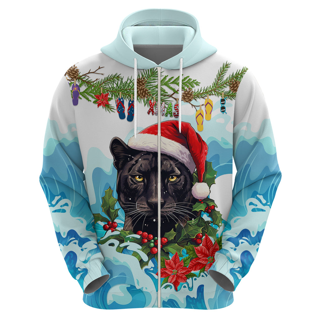 Personalised Australia Panthers Christmas Hoodie Merry and Bright Breaking Wave LT9 - Vibe Hoodie Shop