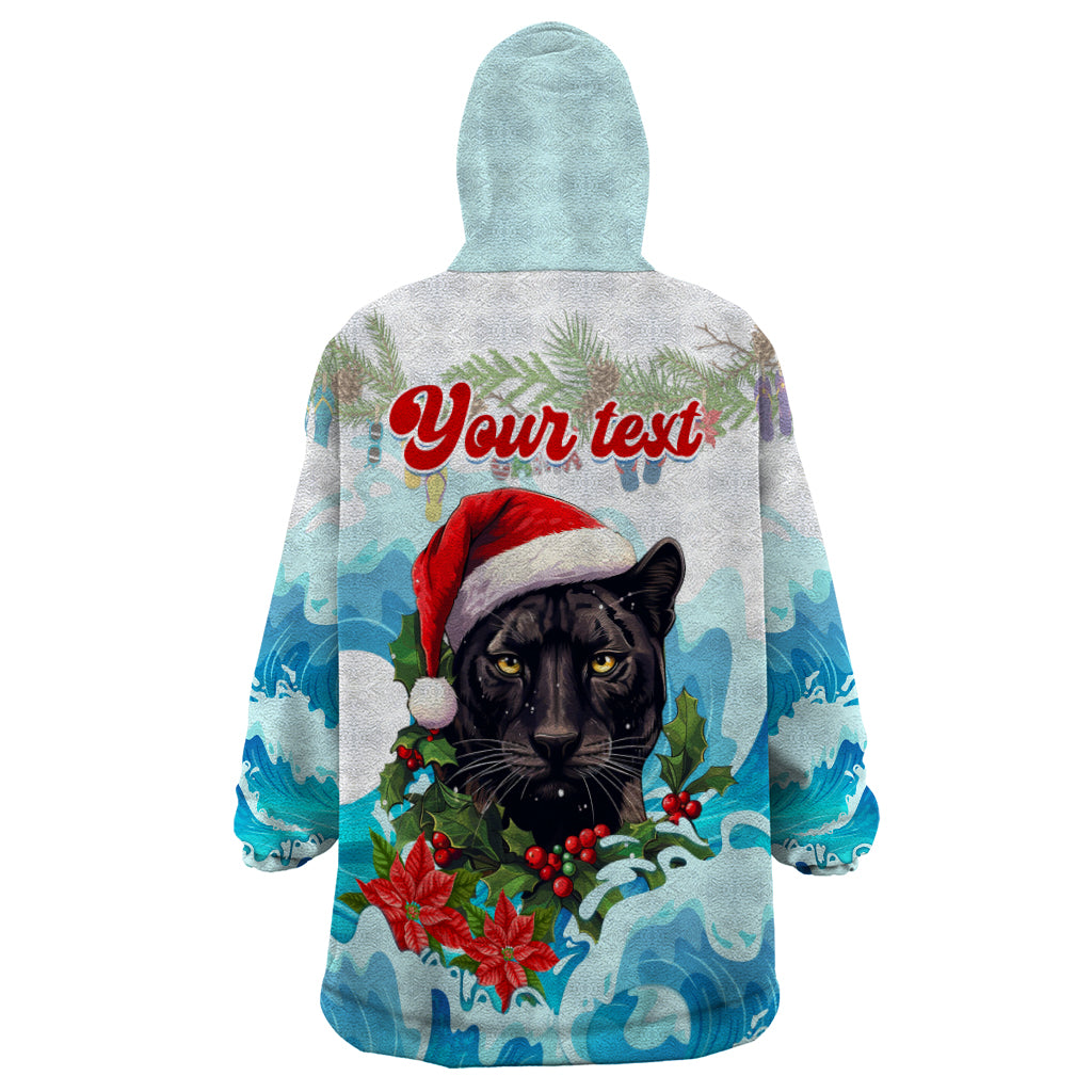 Personalised Australia Panthers Christmas Wearable Blanket Hoodie Merry and Bright Breaking Wave - Vibe Hoodie Shop