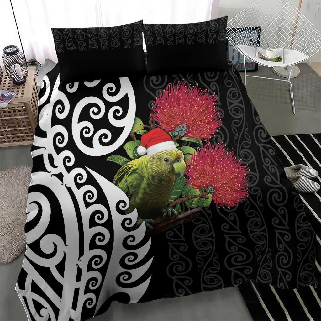 New Zealand Kakapo Christmas Bedding Set Meri Kirihimete Pohutukawa Flowers - Vibe Hoodie Shop