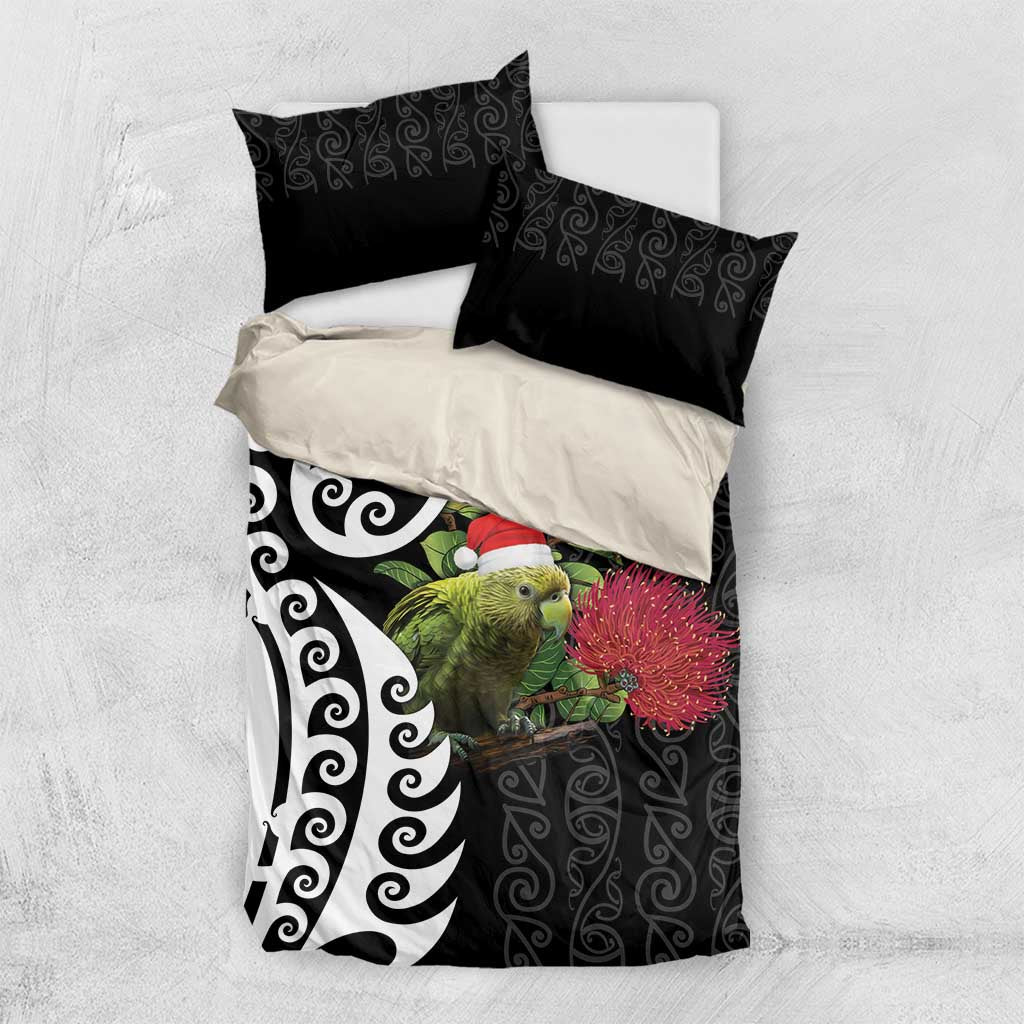 New Zealand Kakapo Christmas Bedding Set Meri Kirihimete Pohutukawa Flowers - Vibe Hoodie Shop