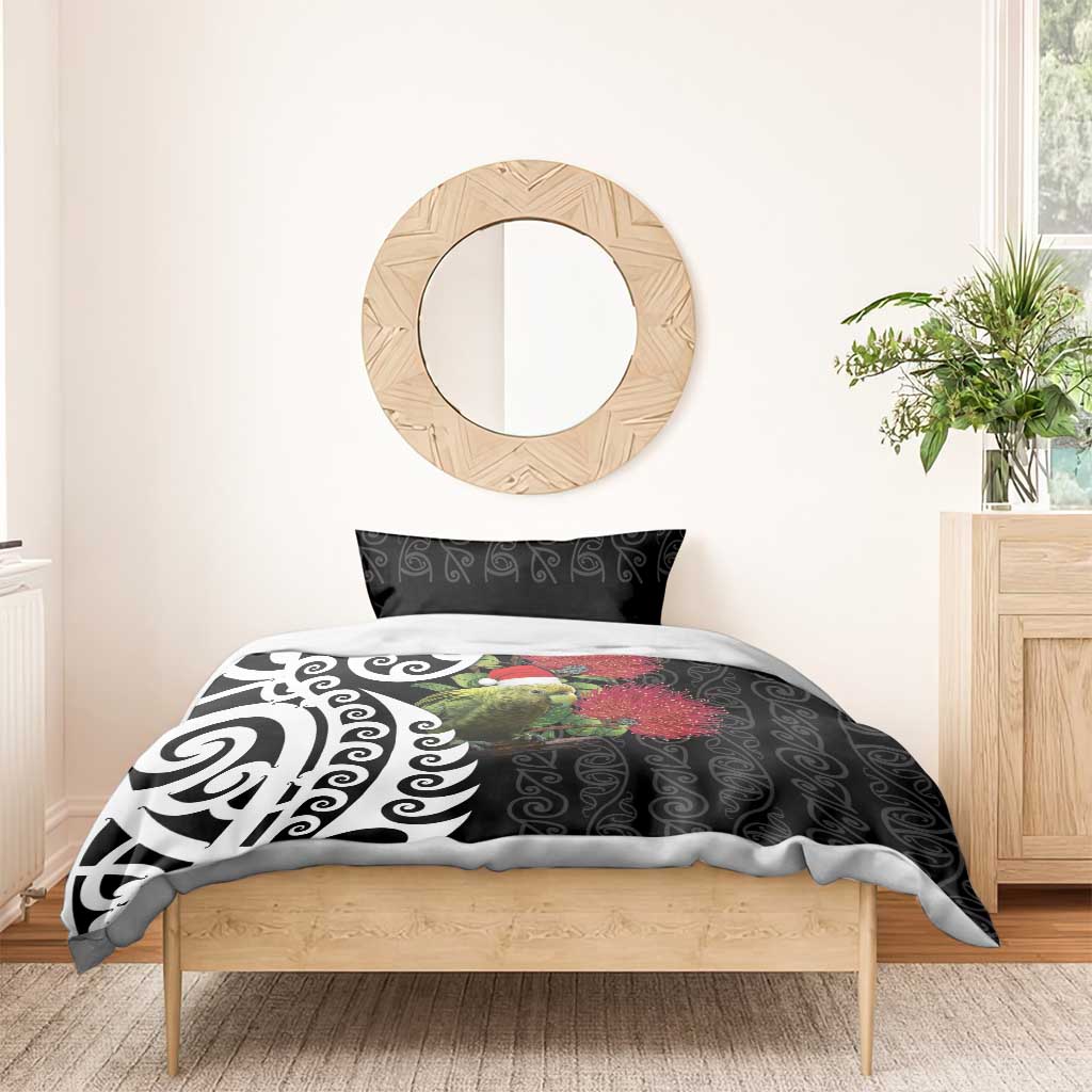 New Zealand Kakapo Christmas Bedding Set Meri Kirihimete Pohutukawa Flowers - Vibe Hoodie Shop