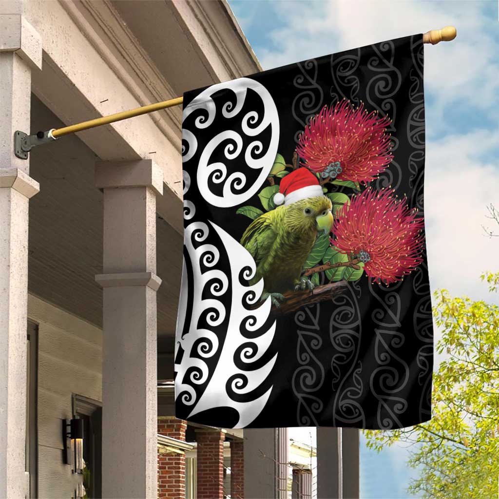 New Zealand Kakapo Christmas Garden Flag Meri Kirihimete Pohutukawa Flowers - Vibe Hoodie Shop