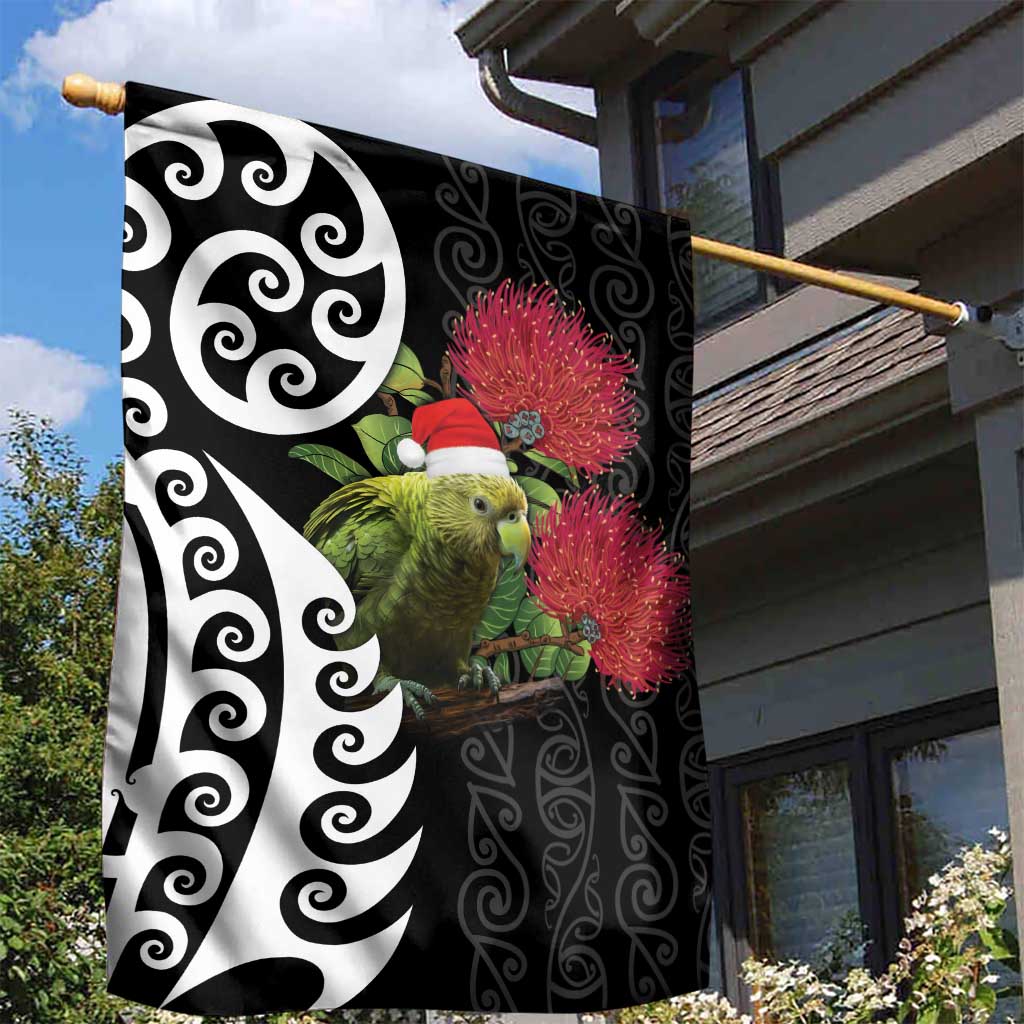 New Zealand Kakapo Christmas Garden Flag Meri Kirihimete Pohutukawa Flowers - Vibe Hoodie Shop
