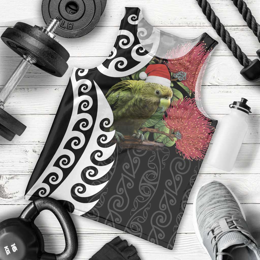 New Zealand Kakapo Christmas Men Tank Top Meri Kirihimete Pohutukawa Flowers - Vibe Hoodie Shop