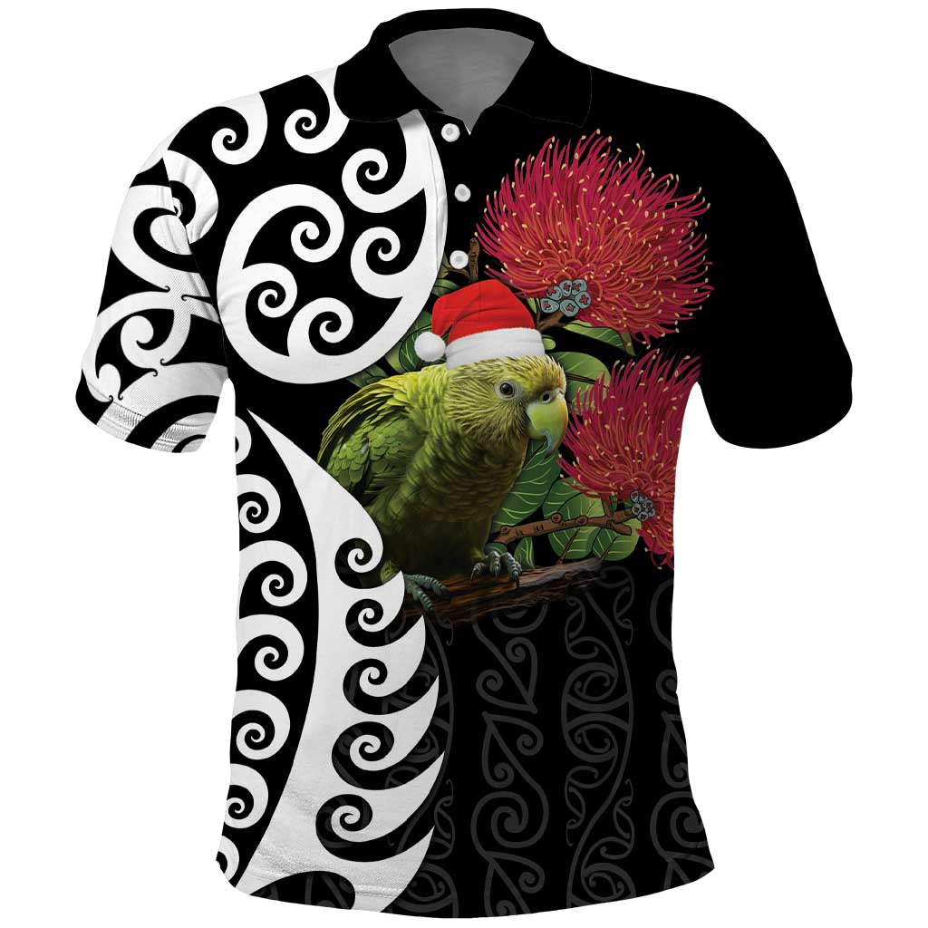 New Zealand Kakapo Christmas Polo Shirt Meri Kirihimete Pohutukawa Flowers LT9 - Vibe Hoodie Shop