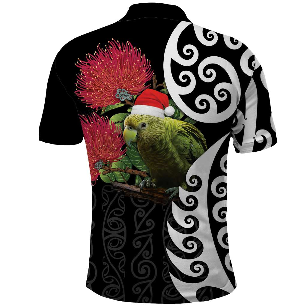 New Zealand Kakapo Christmas Polo Shirt Meri Kirihimete Pohutukawa Flowers LT9 - Vibe Hoodie Shop