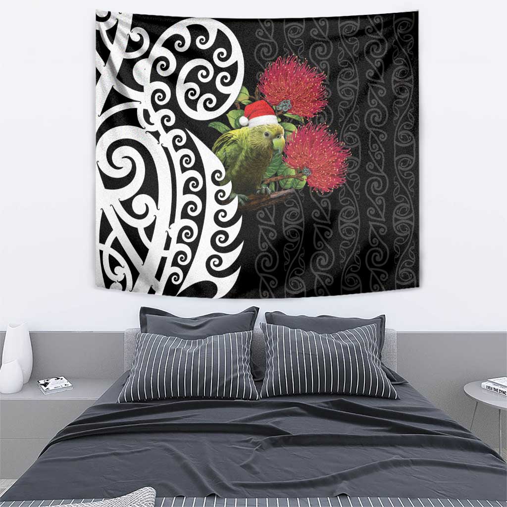 New Zealand Kakapo Christmas Tapestry Meri Kirihimete Pohutukawa Flowers - Vibe Hoodie Shop