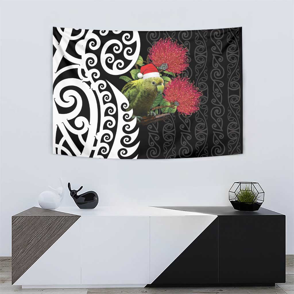 New Zealand Kakapo Christmas Tapestry Meri Kirihimete Pohutukawa Flowers - Vibe Hoodie Shop