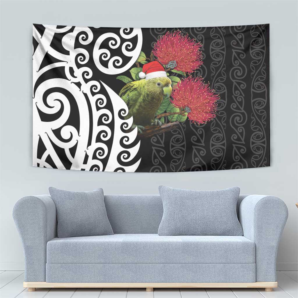 New Zealand Kakapo Christmas Tapestry Meri Kirihimete Pohutukawa Flowers - Vibe Hoodie Shop