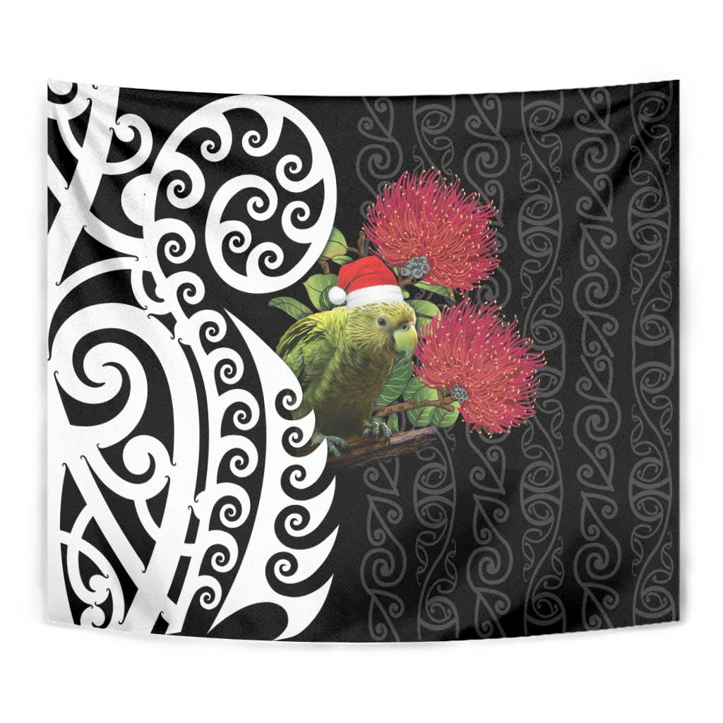 New Zealand Kakapo Christmas Tapestry Meri Kirihimete Pohutukawa Flowers - Vibe Hoodie Shop