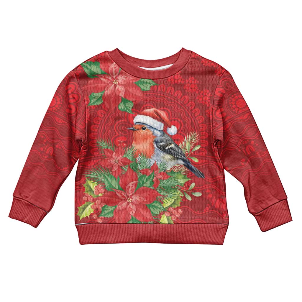 Australian Scarlet Robin Kid Ugly Christmas Sweater Aboriginal Inspired Christmas - Vibe Hoodie