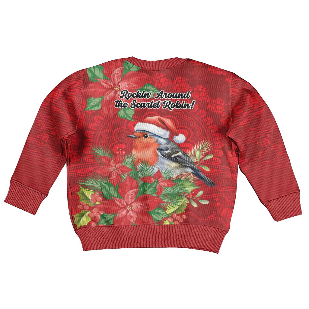Australian Scarlet Robin Kid Ugly Christmas Sweater Aboriginal Inspired Christmas - Vibe Hoodie