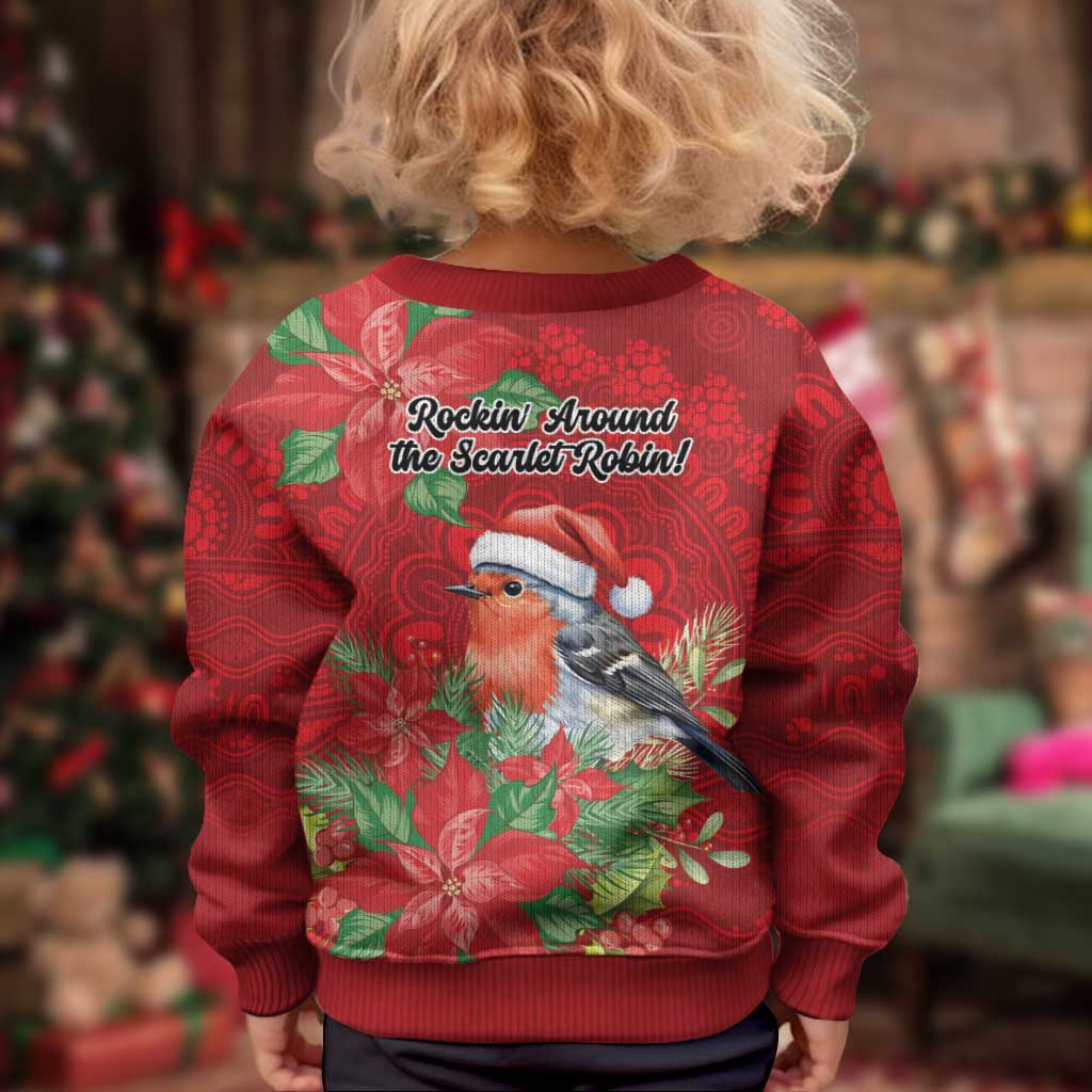 Australian Scarlet Robin Kid Ugly Christmas Sweater Aboriginal Inspired Christmas - Vibe Hoodie