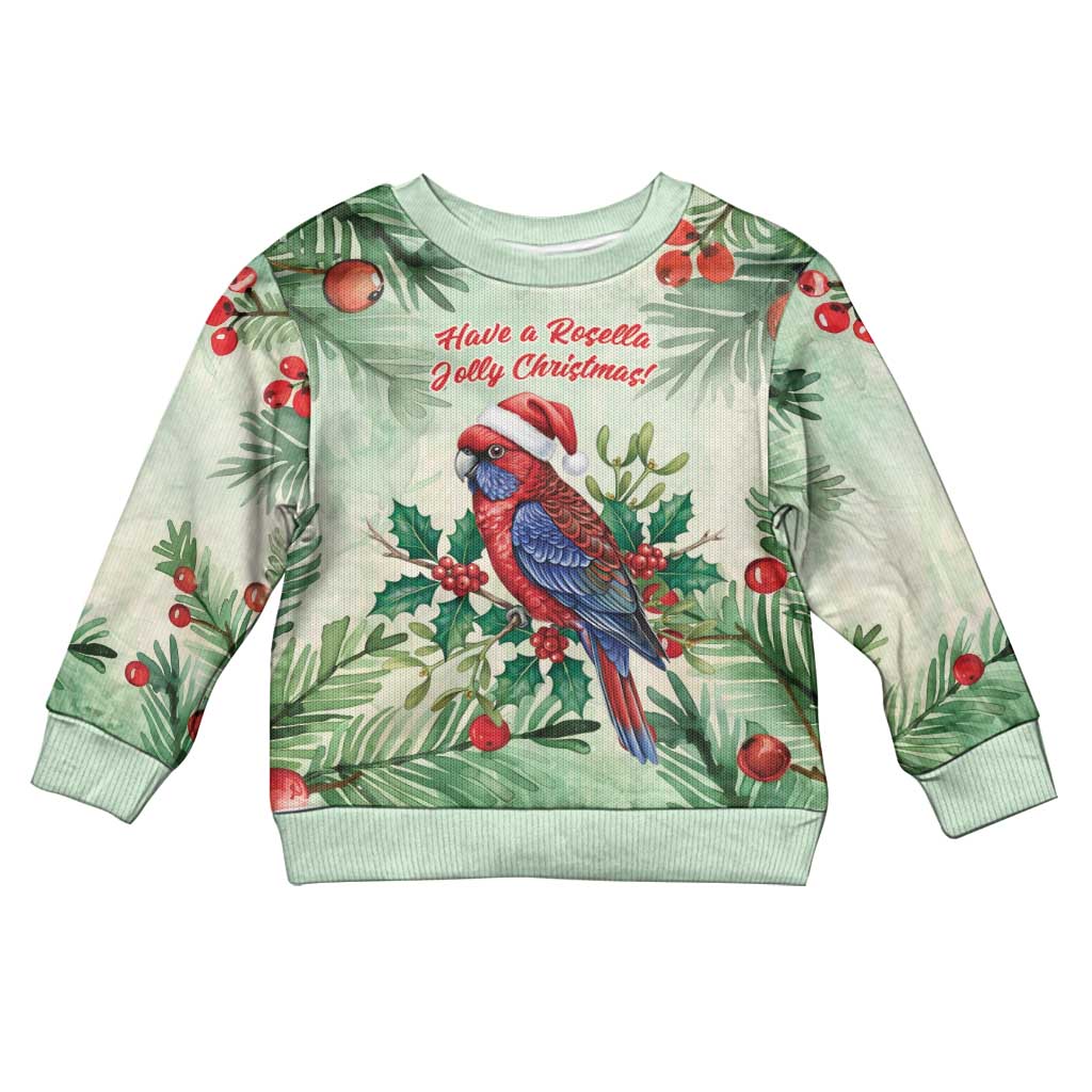 Watercolor Floral Crimson Rosella Kid Ugly Christmas Sweater It’s Aussie Christmas Time! - Vibe Hoodie