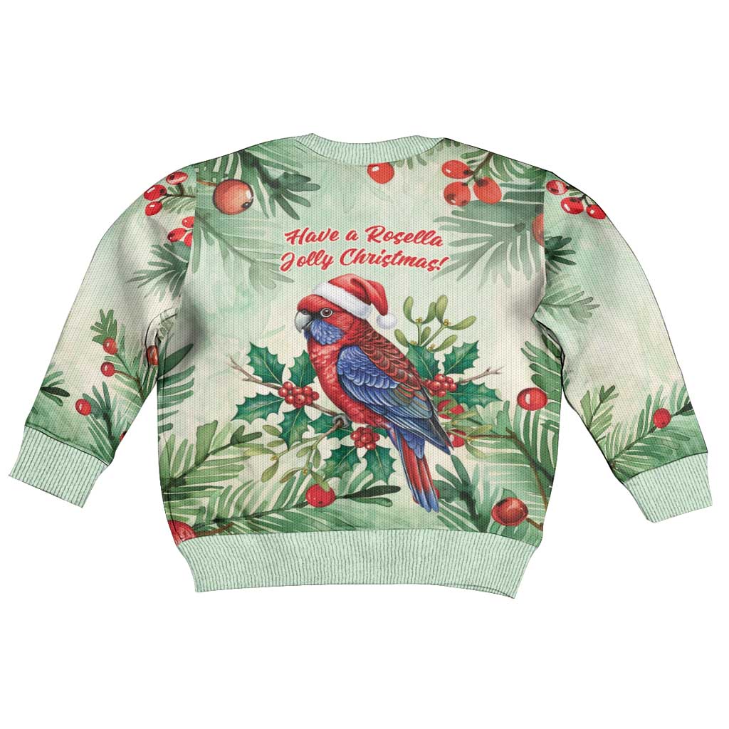 Watercolor Floral Crimson Rosella Kid Ugly Christmas Sweater It’s Aussie Christmas Time! - Vibe Hoodie