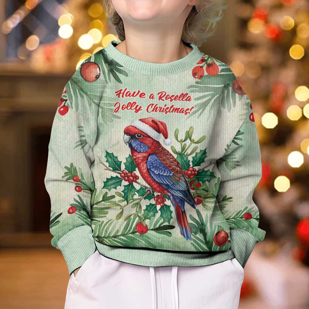 Watercolor Floral Crimson Rosella Kid Ugly Christmas Sweater It’s Aussie Christmas Time! - Vibe Hoodie
