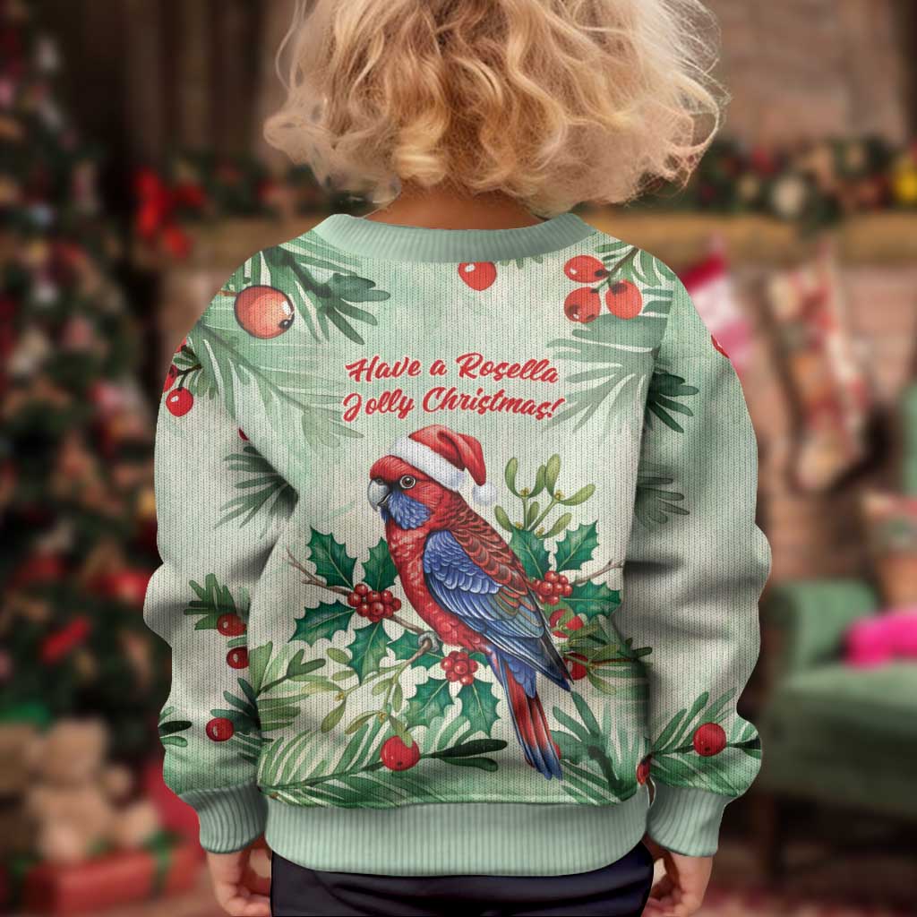 Watercolor Floral Crimson Rosella Kid Ugly Christmas Sweater It’s Aussie Christmas Time! - Vibe Hoodie