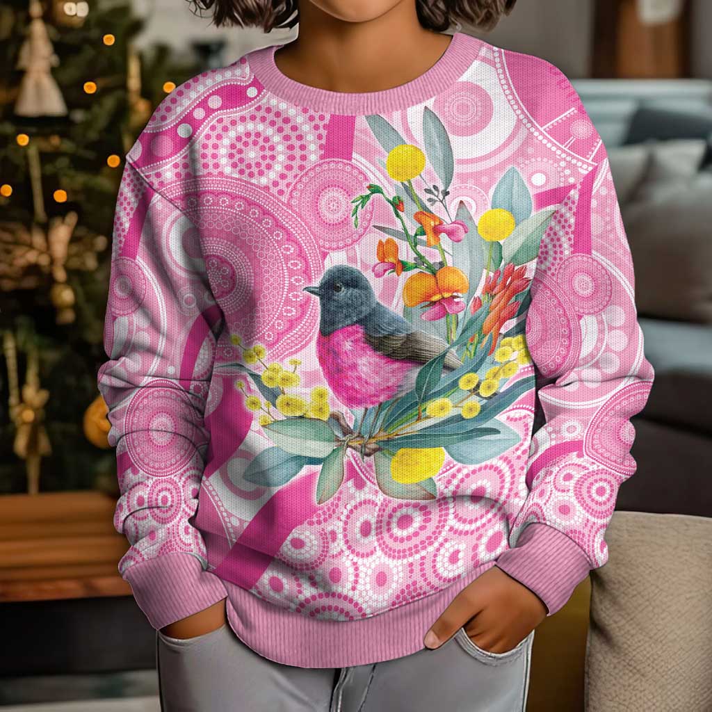 Pink Robin Aboriginal Inspired Kid Ugly Christmas Sweater - Vibe Hoodie