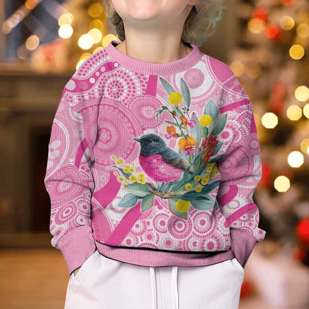 Pink Robin Aboriginal Inspired Kid Ugly Christmas Sweater - Vibe Hoodie