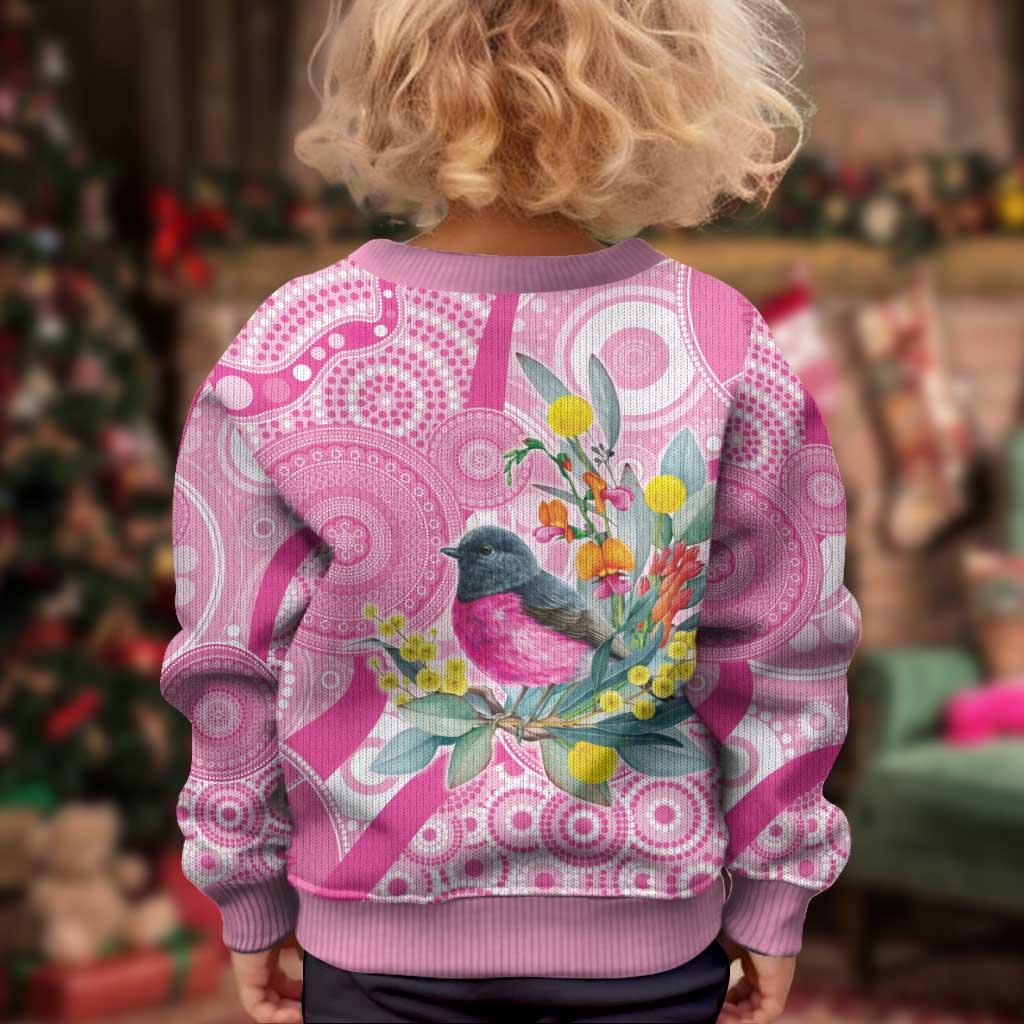 Pink Robin Aboriginal Inspired Kid Ugly Christmas Sweater - Vibe Hoodie
