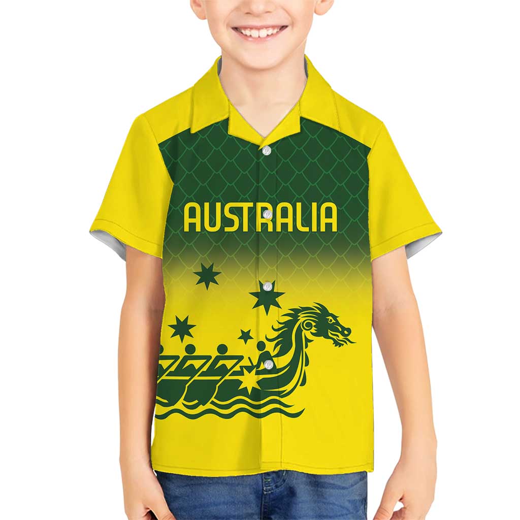 Personalised Dragons Boat Aussie Paddles Up! Family Matching Long Sleeve Bodycon Dress and Hawaiian Shirt