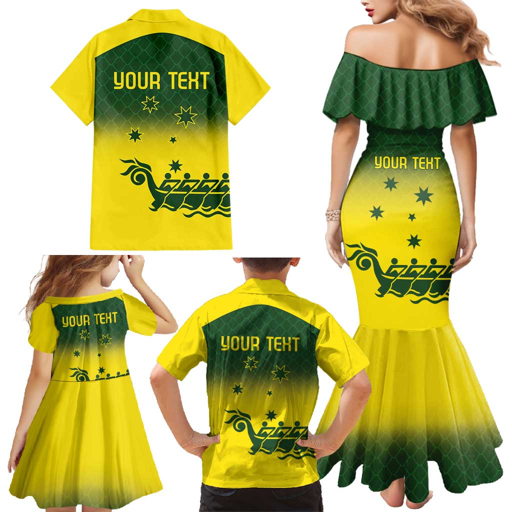 Personalised Dragons Boat Aussie Paddles Up! Family Matching Mermaid Dress and Hawaiian Shirt