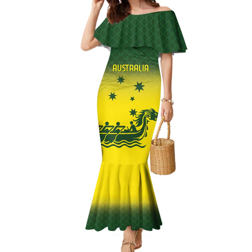 Personalised Dragons Boat Aussie Paddles Up! Family Matching Mermaid Dress and Hawaiian Shirt