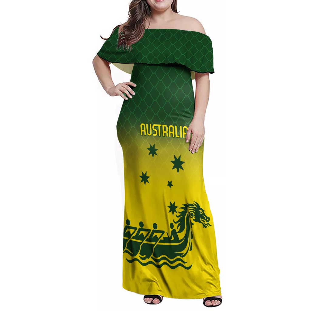 Personalised Dragons Boat Aussie Paddles Up! Family Matching Off Shoulder Maxi Dress and Hawaiian Shirt