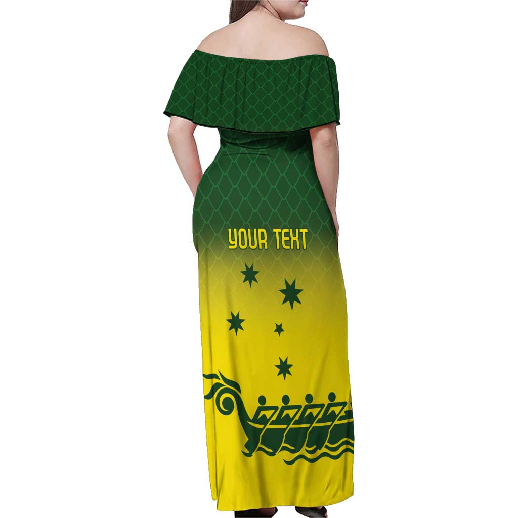 Personalised Dragons Boat Aussie Paddles Up! Family Matching Off Shoulder Maxi Dress and Hawaiian Shirt