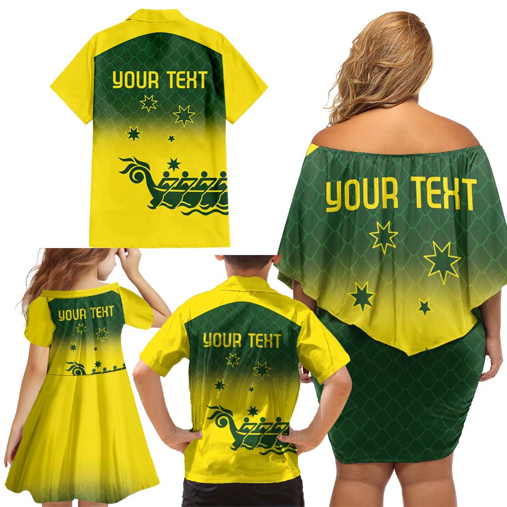 Personalised Dragons Boat Aussie Paddles Up! Family Matching Off Shoulder Short Dress and Hawaiian Shirt