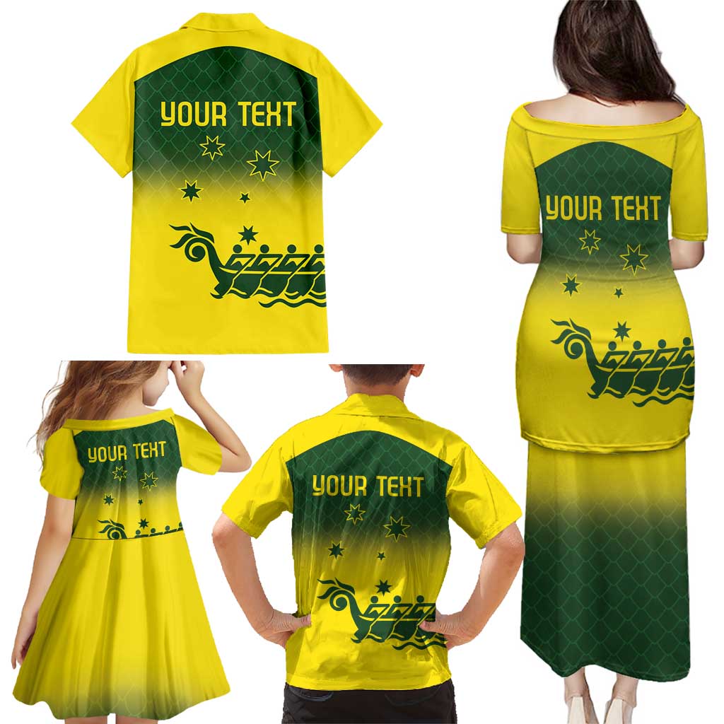 Personalised Dragons Boat Aussie Paddles Up! Family Matching Puletasi and Hawaiian Shirt