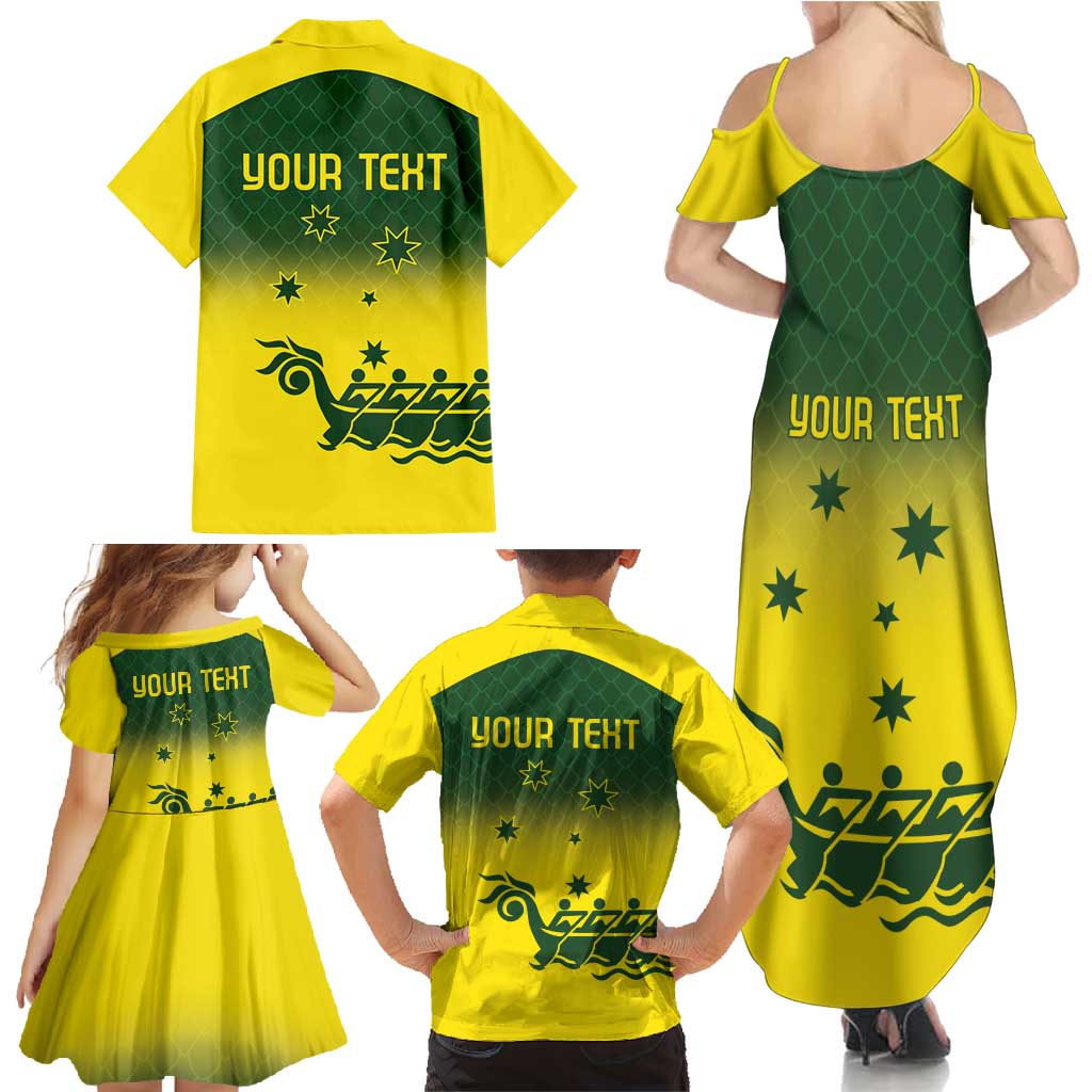 Personalised Dragons Boat Aussie Paddles Up! Family Matching Summer Maxi Dress and Hawaiian Shirt